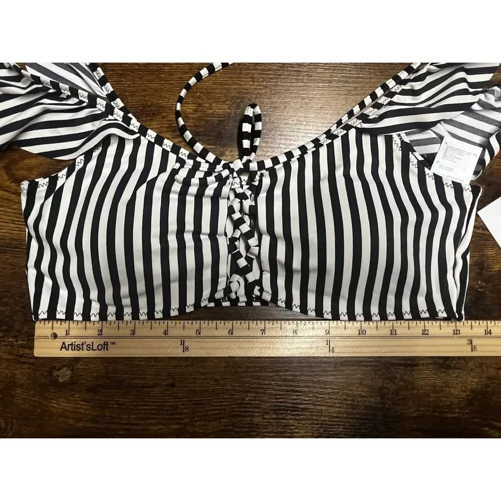 NWT AMUSE X‎ FLYNN SKYE striped bikini top large 'Audri ' beach vida bling $116